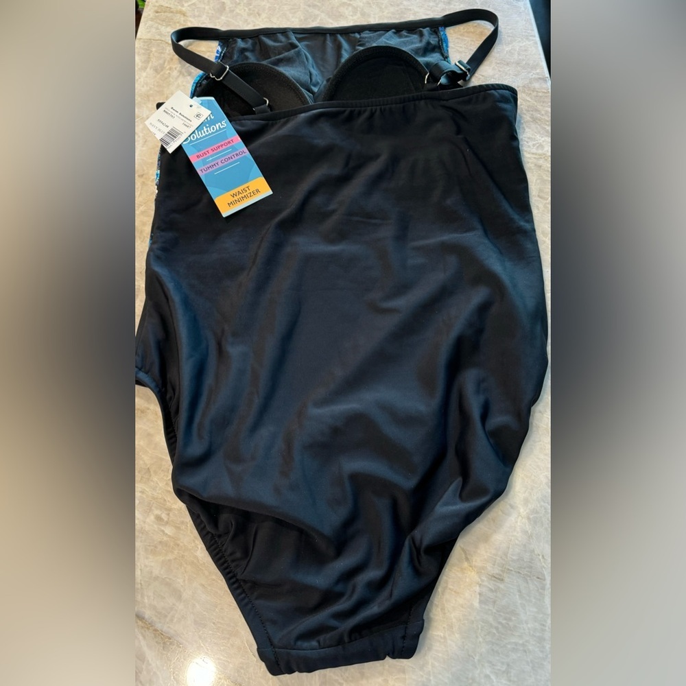 NWT Swim Solutions High Neck Mesh One Piece Swimsuit - Picture 5 of 8